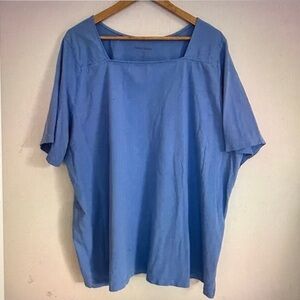 Woman Within Woman Blue Short Sleeve Boat Neck Pullover Tunic Top Size 3X